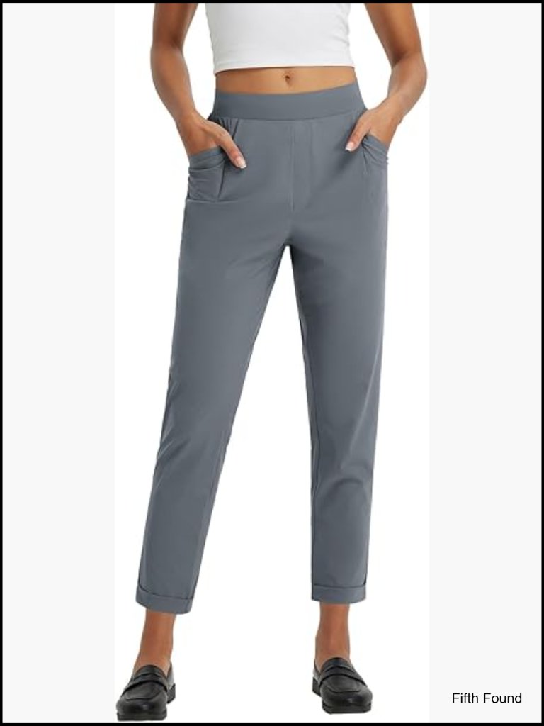 Women's Stretchy Travel Pants With Zip Pockets Business Casual Golf Slacks